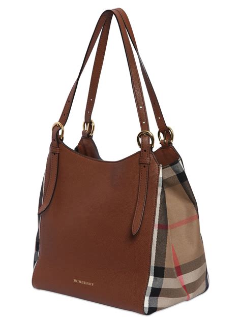 burberry canterbury leather tote|Burberry check and leather tote.